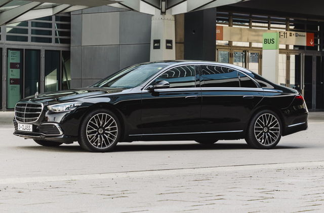 Fleet Black Mercedes Benz luxury s class limousine from a limousine service in Germany.