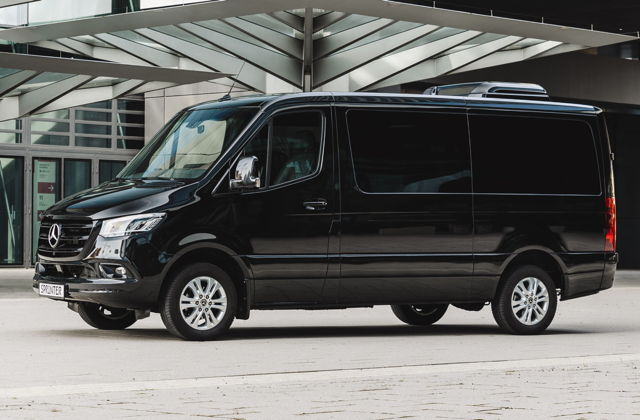 Fleet A black luxury Mercedes VIP Sprinter bus for small groups up to 16 passengers.